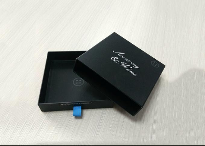 Ribbon Pulling Square Cardboard Paper Gift Box Black Drawer Shaped