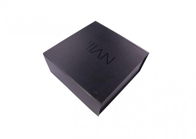 UV Logo Printed Paperboard Folding Gift Boxes , Black Gift Boxes With Lids