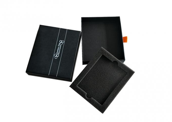 Color Black Paper Matchbox Slide Box , Slide Out Gift Box With Foam Insert