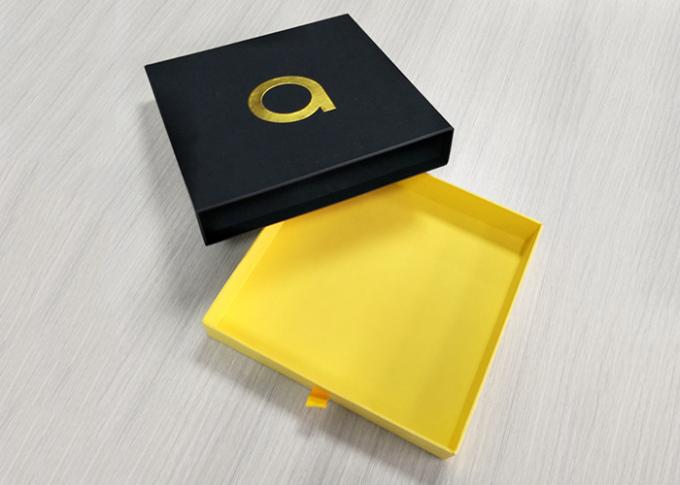 Jewelry Sliding Paper Box , Handmade Slide Open Boxes Gold Stamping Logo Design