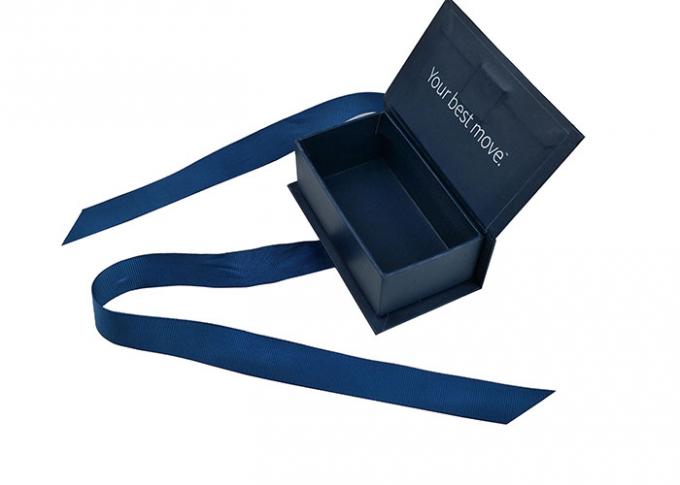 Navy Blue Paperboard Book Shaped Boxes Cap Top With Purple Corses Closure