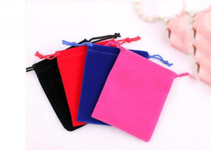 Durable Style Small Velvet Drawstring Bags Cotton Flap Soft Pink Colored