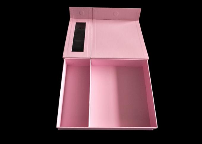 Pink Magnetic Closure Gift Card Box With Two Interlayers And A Clear Window