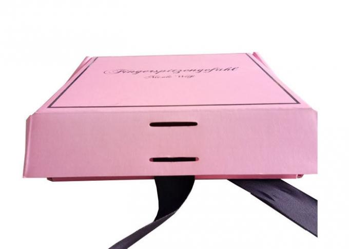 Pink Ribbon Closure Corrugated Gift Box For Girls Dress / Hair Extension
