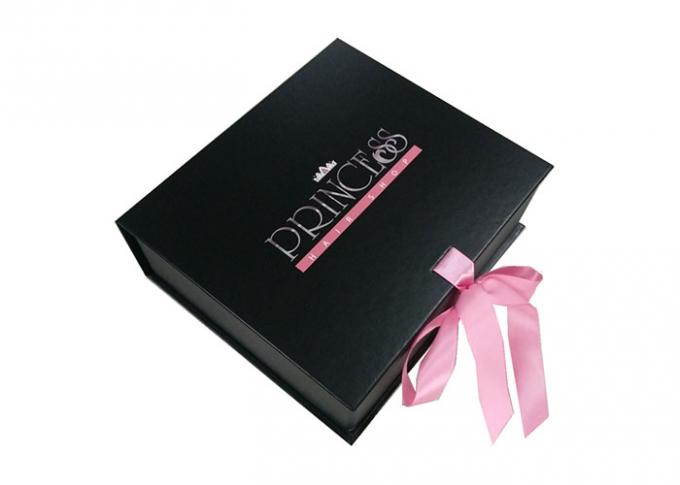 Cardboard Foldable Gift Boxes CMYK / Pantone Color With Ribbon
