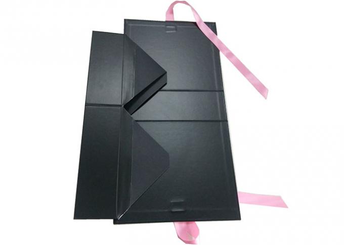 Cardboard Foldable Gift Boxes CMYK / Pantone Color With Ribbon