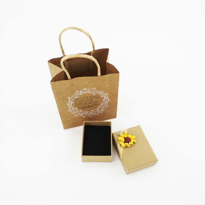 Brown Craft Paper Shopping Bags Printed Matte Lamination Surface For Jewelry Packaging
