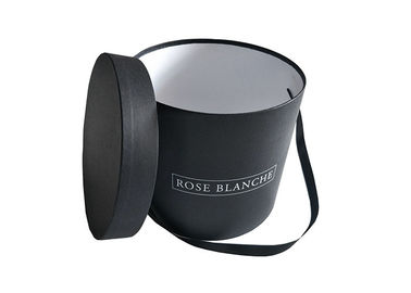 Black Pantone Color Round Flower Box , Round Gift Box Glossy Lamination Corses