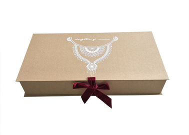 China Folding Craft Paper Gift Box Velvet Ribbon Closure For Wedding Dress Packaging factory