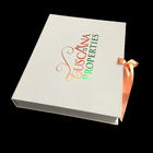 White Paperboard Ribbon Closure Folding Gift Boxes Individual With Cover Lamination supplier
