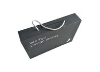 Black Paperboard Folding Packaging Boxes Logo Custom With Pull Rope Collapsible supplier