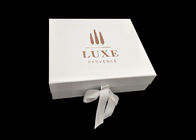 Ornament Cardboard Folding Gift Boxes White Glossy Lamination Ribbon Closure supplier