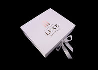 Cover Lamination Retail Folding Gift Boxes Retail White Ribbon Rose Gold Logo supplier