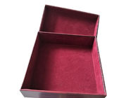 Deep Red Wood Color Lid And Base Boxes With Velvet Surface Inner 1200gsm Cardboard supplier
