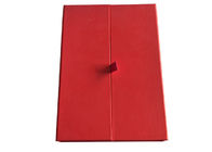 Cap Top Red Book Shaped Box , Magnetic Flap Box With 2cm Width Satin Tape supplier