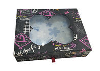 Black Double Layer Book Shaped Gift Box With Transparent Window Clear Top supplier