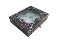 Black Double Layer Book Shaped Gift Box With Transparent Window Clear Top supplier