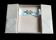 Wedding Favor Dress Book Shaped Box , Magnetic Flip Top Box Ribbon Closure supplier
