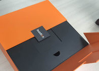 Cardboard Book Shaped Box Orange Colored Top Printed With Black Partition supplier