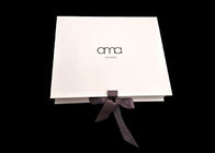 White Foldable Paperboard Apparel Packaging Box With Ribbon Closure supplier