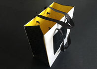 Ribbon Handle Gift Printed Paper Bags Carry White Black Inside Yellow Greaseproof supplier