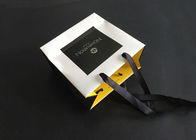 Ribbon Handle Gift Printed Paper Bags Carry White Black Inside Yellow Greaseproof supplier