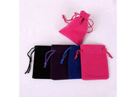 Durable Style Small Velvet Drawstring Bags Cotton Flap Soft Pink Colored supplier