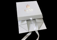 Ribbon Logo Customized White Folding Paper Gift Box For Clothes Packing supplier
