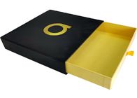 Black Paper Sliding Drawer Gift Boxes Foil Gold Embossed Logo For Clothing supplier