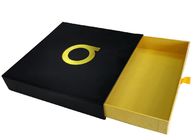 Black Paper Sliding Drawer Gift Boxes Foil Gold Embossed Logo For Clothing supplier