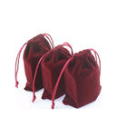 Personalized Red Velvet Drawstring Pouch Foil Logo For Jewelly Packaing supplier