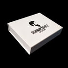 White Book Shaped Box Black Stamping Logo Magnet Closure With EVA Foam Insert supplier