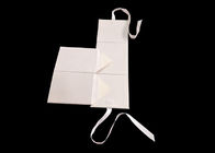White Carton Square Flat Folding Boxes With Ribbon Open / Closure supplier