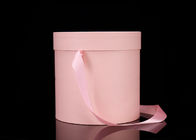 Luxury Rose Cylinder Gift Box Pink Paper Gold Logo With Ribbon Handle supplier