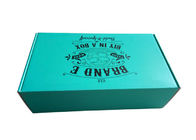 Rigid Teal Color Folding Gift Boxes Black Logo Flat Pack Without Lamination Surface supplier
