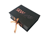 Full Color Printed Folding Gift Boxes , Folding Cardboard Box With Ribbon Closure supplier