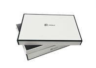 Luxury White Textured Lid And Base Boxes Black Edge Printed For Shoes Packaging supplier