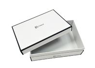 Luxury White Textured Lid And Base Boxes Black Edge Printed For Shoes Packaging supplier