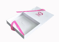 Ribbon Closure Folding Gift Boxes White Glossy Insole Packaging Box For Women supplier