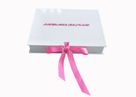 Ribbon Closure Folding Gift Boxes White Glossy Insole Packaging Box For Women supplier