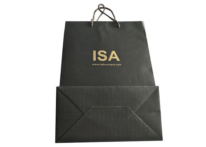 Handmade Durable Paper Shopping Bags , Branded Paper Bags Gold Stamping Imprinted supplier