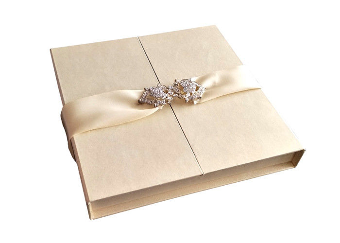 Wedding Invitation Decorative Gift Boxes 2 Sides Open Custom Design With Ribbon supplier