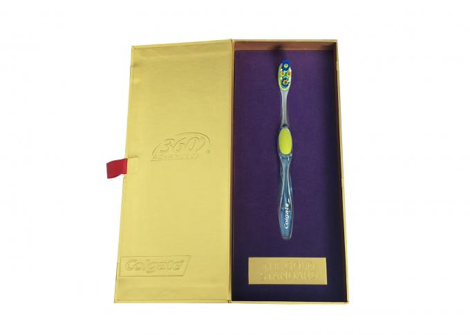 Matte Lamination Paper Gift Box Matte Gold Thick Cardboard Toothbrush Packaging