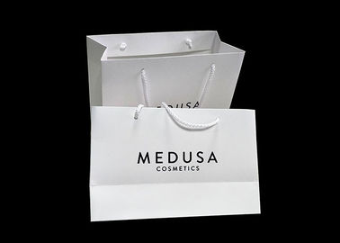 White Paper Printed Paper Bags Fancy Custom Logo Glossy Lamination