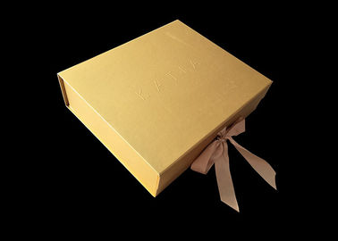 Golden Paper Folding Magnetic Packaging Gift Boxes Hard For Hair Wigs supplier