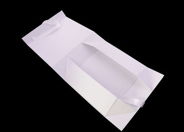 Cover Lamination Retail Folding Gift Boxes Retail White Ribbon Rose Gold Logo supplier