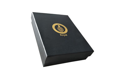 Black Paperboard Custom Rigid Boxes Hot Stamping Logo Perfume Wrapping Container supplier