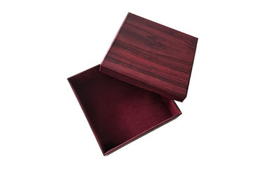 Deep Red Wood Color Lid And Base Boxes With Velvet Surface Inner 1200gsm Cardboard supplier