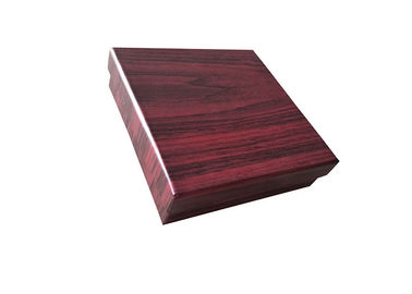 Deep Red Wood Color Lid And Base Boxes With Velvet Surface Inner 1200gsm Cardboard supplier