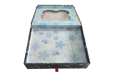 Black Double Layer Book Shaped Gift Box With Transparent Window Clear Top supplier